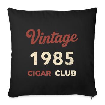 Vintage 1985 Cigar Club Rétro Naissance Année Cadeau - Housse de coussin décorative 45 x 45 cm - noir - Devant