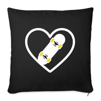 Skateboard Coeur Street Sport Passion - Housse de coussin décorative 45 x 45 cm - noir - Devant