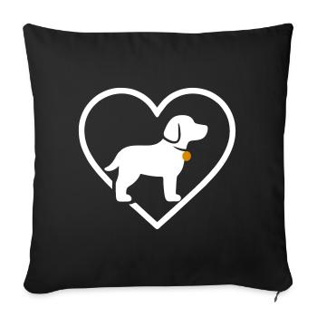Chien Coeur Silhouette Cadeau Amoureux des Animaux - Housse de coussin décorative 45 x 45 cm - noir - Devant
