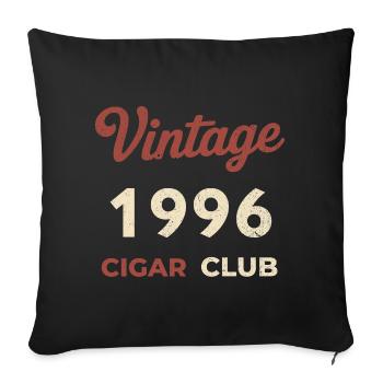 Vintage 1996 Cigar Club Rétro Naissance Année Cadeau - Housse de coussin décorative 45 x 45 cm - noir - Devant
