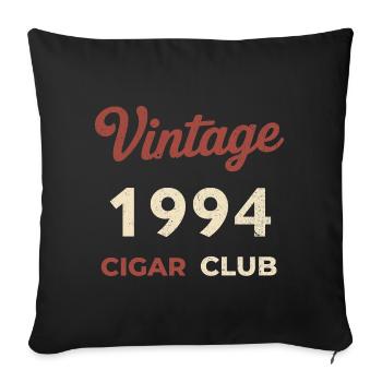 Vintage 1994 Cigar Club Rétro Naissance Année Cadeau - Housse de coussin décorative 45 x 45 cm - noir - Devant