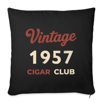 Vintage 1957 Cigar Club Rétro Naissance Année Cadeau - Housse de coussin décorative 45 x 45 cm - noir - Devant