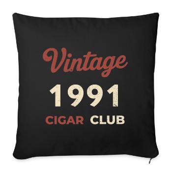 Vintage 1991 Cigar Club Rétro Naissance Année Cadeau - Housse de coussin décorative 45 x 45 cm - noir - Devant