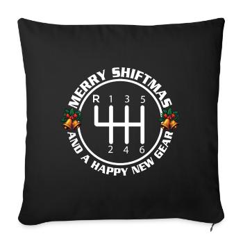 Merry Shiftmas Happy New Gear Funny Car Xmas Quote - Sofa pillowcase 17,3'' x 17,3'' (45 x 45 cm) - black - Front