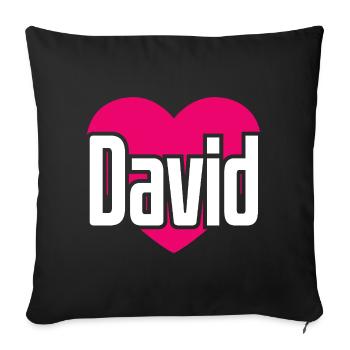 I Love David Pink Heart I Love David - Sofa pillowcase 17,3'' x 17,3'' (45 x 45 cm) - black - Front