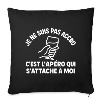 Je ne suis pas accro c’est l’apéro humour citation - Housse de coussin décorative 45 x 45 cm - noir - Devant
