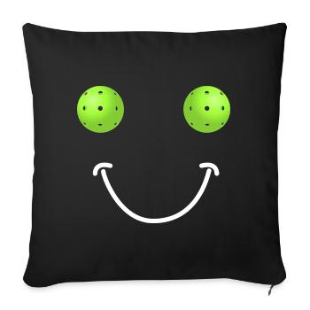 Pickleball Happy Face - Sofakissenbezug 45 x 45 cm - Schwarz - Vorne