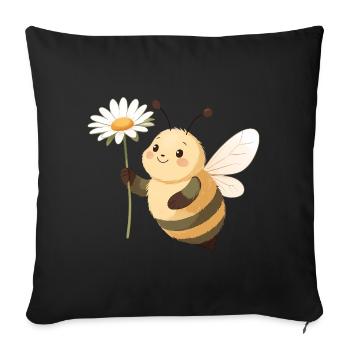 Flower Bee Happy Flower - Sofa pillowcase 17,3'' x 17,3'' (45 x 45 cm) - black - Front
