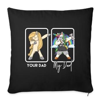 Mon père contre ton père Bodybuilder de salle de sport qui fait du dab à la licorne - Housse de coussin décorative 45 x 45 cm - noir - Devant