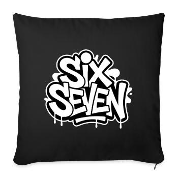 Six Seven 67 - Mèmes Drôles de la Gen Alpha - Housse de coussin décorative 45 x 45 cm - noir - Devant