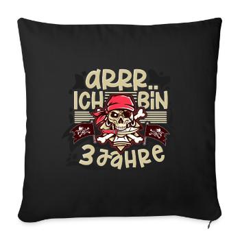 3rd Birthday Pirate - Sofa pillowcase 17,3'' x 17,3'' (45 x 45 cm) - black - Front