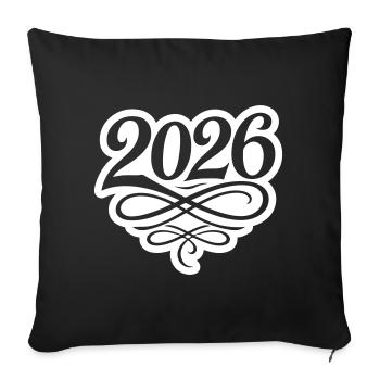 2026 year - Sofa pillowcase 17,3'' x 17,3'' (45 x 45 cm) - black - Front