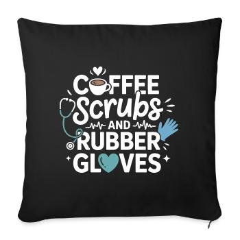 Coffee scrubs and rubber gloves - Sofa pillowcase 17,3'' x 17,3'' (45 x 45 cm) - black - Front