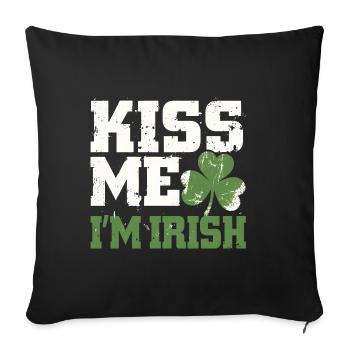 Embrasse-moi, je suis Irish Shamrock - Housse de coussin décorative 45 x 45 cm - noir - Devant