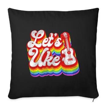 Ukulélé hawaïen ukulélé rétro vintage - Housse de coussin décorative 45 x 45 cm - noir - Devant
