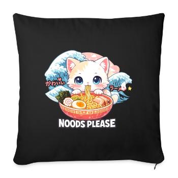 Kawaii Neko Ramen Cat Noodle Anime - Sofa pillowcase 17,3'' x 17,3'' (45 x 45 cm) - black - Front
