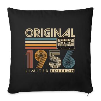 70e anniversaire 1956 Vintage Born Retro - Housse de coussin décorative 45 x 45 cm - noir - Devant