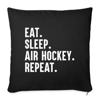 Mange, dors, Air Hockey Répétition - Housse de coussin décorative 45 x 45 cm - noir - Devant
