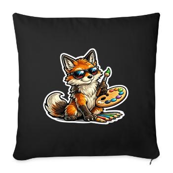 Naughty Fox Painter with Palette - Sofa pillowcase 17,3'' x 17,3'' (45 x 45 cm) - black - Front