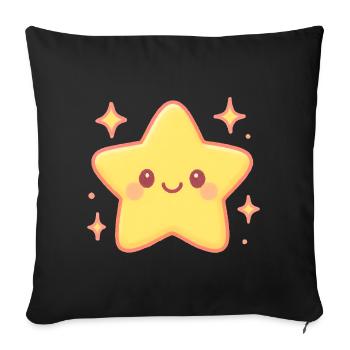 Étoile câline avec un sourire - Housse de coussin décorative 45 x 45 cm - noir - Devant