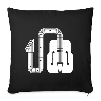 Forme abstraite Guitare rétro - Housse de coussin décorative 45 x 45 cm - noir - Devant