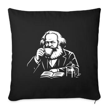 Moment café de Karl Marx - Housse de coussin décorative 45 x 45 cm - noir - Devant