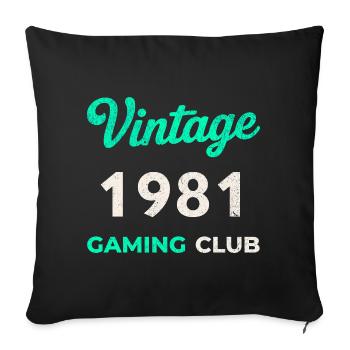 Vintage 1981 – Année de naissance rétro du Gaming Club - Housse de coussin décorative 45 x 45 cm - noir - Devant