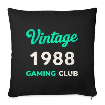 Vintage 1988 – Année de naissance rétro du Gaming Club - Housse de coussin décorative 45 x 45 cm - noir - Devant