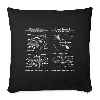 Retro Record Player Blueprint - Sofa pillowcase 17,3'' x 17,3'' (45 x 45 cm) - black - Front