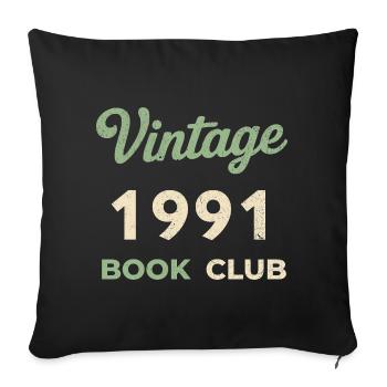 Cadeau rétro de l’année de naissance du club de lecture vintage 1991 - Housse de coussin décorative 45 x 45 cm - noir - Devant