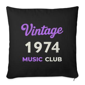 Vintage 1974 Music Club Retro Année de naissance Vintage - Housse de coussin décorative 45 x 45 cm - noir - Devant