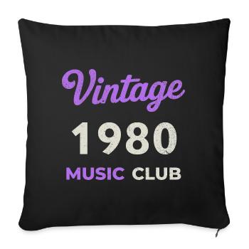 Vintage Music Club des années 1980 Année de naissance rétro Vintage - Housse de coussin décorative 45 x 45 cm - noir - Devant