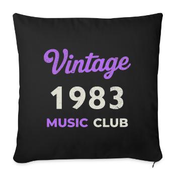 Vintage 1983 Music Club Retro Année de naissance Vintage - Housse de coussin décorative 45 x 45 cm - noir - Devant