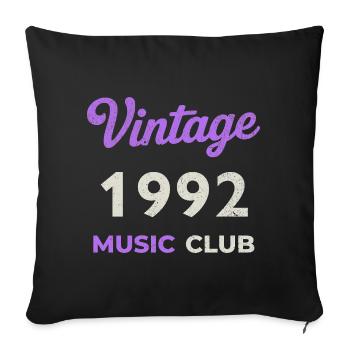 Vintage 1992 Music Club Retro Année de naissance vintage - Housse de coussin décorative 45 x 45 cm - noir - Devant