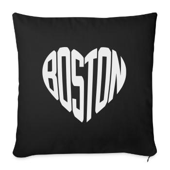 Boston Heart Typo Print - Sofa pillowcase 17,3'' x 17,3'' (45 x 45 cm) - black - Front