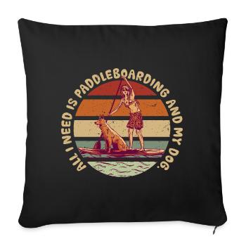 Paddle Up Paddle Paddle et mon chien - Housse de coussin décorative 45 x 45 cm - noir - Devant