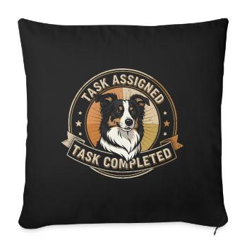 Aufgabe erledigt | Border Collie Badge - Sofakissenbezug 45 x 45 cm - Schwarz - Vorne