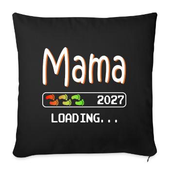 Maman 2027 chargeant grossesse de future mère - Housse de coussin décorative 45 x 45 cm - noir - Devant