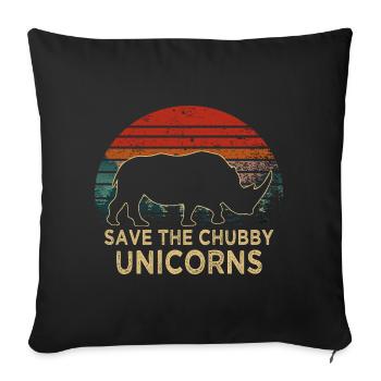 Save The Chubby Unicorns Retro Rhino Slogan - Sofa pillowcase 17,3'' x 17,3'' (45 x 45 cm) - black - Front