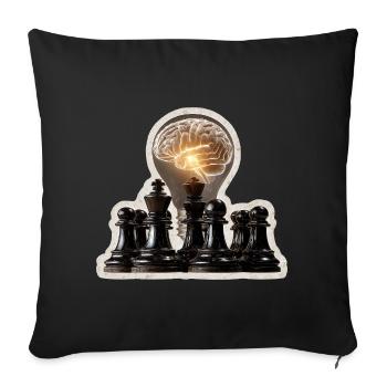 Lustiger Schach Spruch Mein Gehirn Spielt Schach - Sofakissenbezug 45 x 45 cm - Schwarz - Vorne