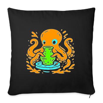 Orange Octopus Pop Art with Vase - Sofa pillowcase 17,3'' x 17,3'' (45 x 45 cm) - black - Front