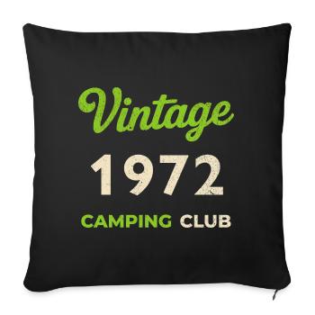 Vintage 1972 – Camping Club Retro Geburtsjahr - Sofakissenbezug 45 x 45 cm - Schwarz - Vorne
