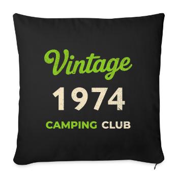 Vintage 1974 – Année de naissance rétro du Camping Club - Housse de coussin décorative 45 x 45 cm - noir - Devant