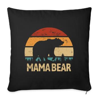 Maman Ours - Fête des Mères - Cadeau vintage - Housse de coussin décorative 45 x 45 cm - noir - Devant