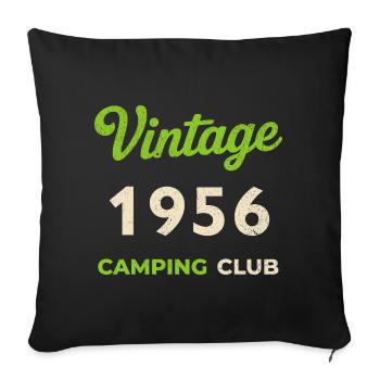 Vintage 1956 – Camping Club Retro Geburtsjahr - Sofakissenbezug 45 x 45 cm - Schwarz - Vorne