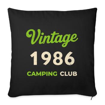Vintage 1986 – Année de naissance rétro du Camping Club - Housse de coussin décorative 45 x 45 cm - noir - Devant