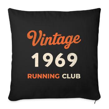 Idée de cadeau d’anniversaire vintage du club de course à pied de 1969 - Housse de coussin décorative 45 x 45 cm - noir - Devant