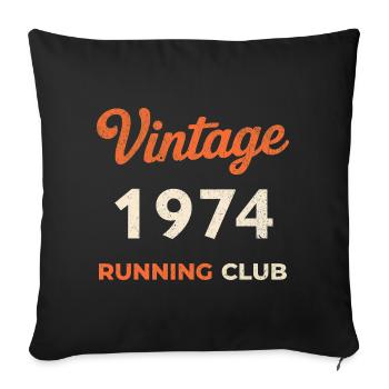 Vintage 1974 Running Club Birthday Gift Idea - Sofa pillowcase 17,3'' x 17,3'' (45 x 45 cm) - black - Front