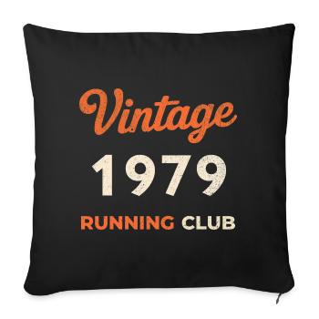Idée cadeau d’anniversaire vintage du club de course à pied 1979 - Housse de coussin décorative 45 x 45 cm - noir - Devant