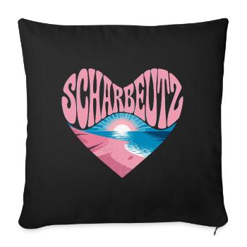  Scharbeutz Herz Ostsee Strand Sonnenuntergang - Sofakissenbezug 45 x 45 cm - Schwarz - Vorne